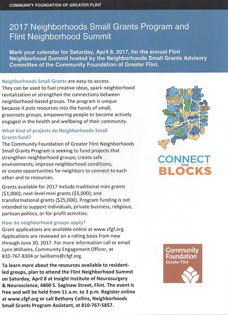2017 Neighborhoods Small Grants Program and Connect the Blocks Summit