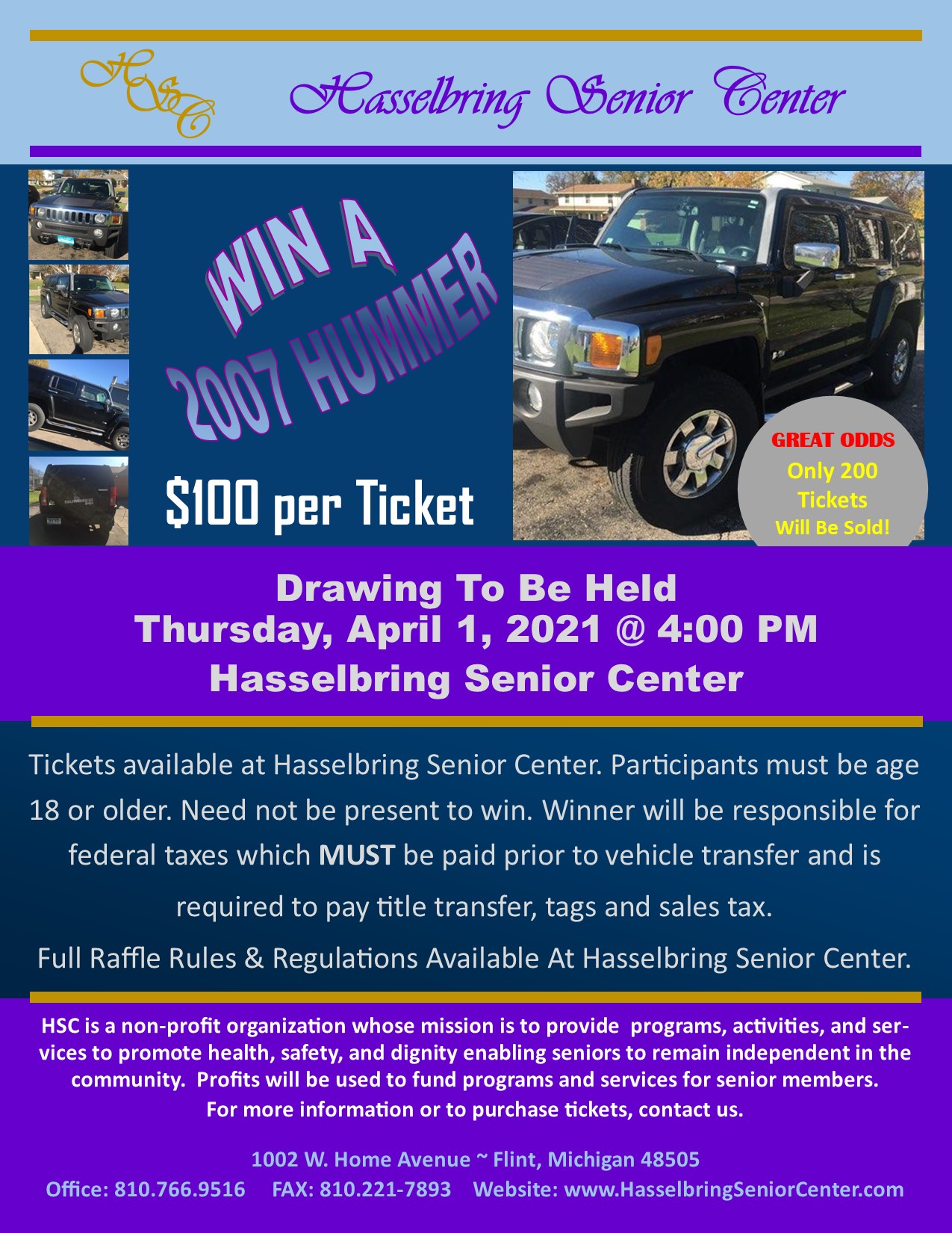 Launch of Hummer Raffle to Benefit Hasselbring Senior Center