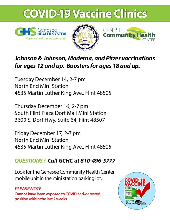 City of Flint partners with Genesee Community Health Center to offer covid vaccine at police mini stations